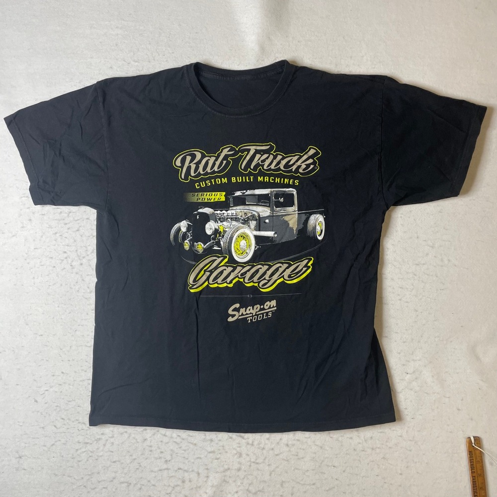 Snap-on Tools Rat Truck Custom Built Machines Graphic T-Shirt Black Mens XL‎
